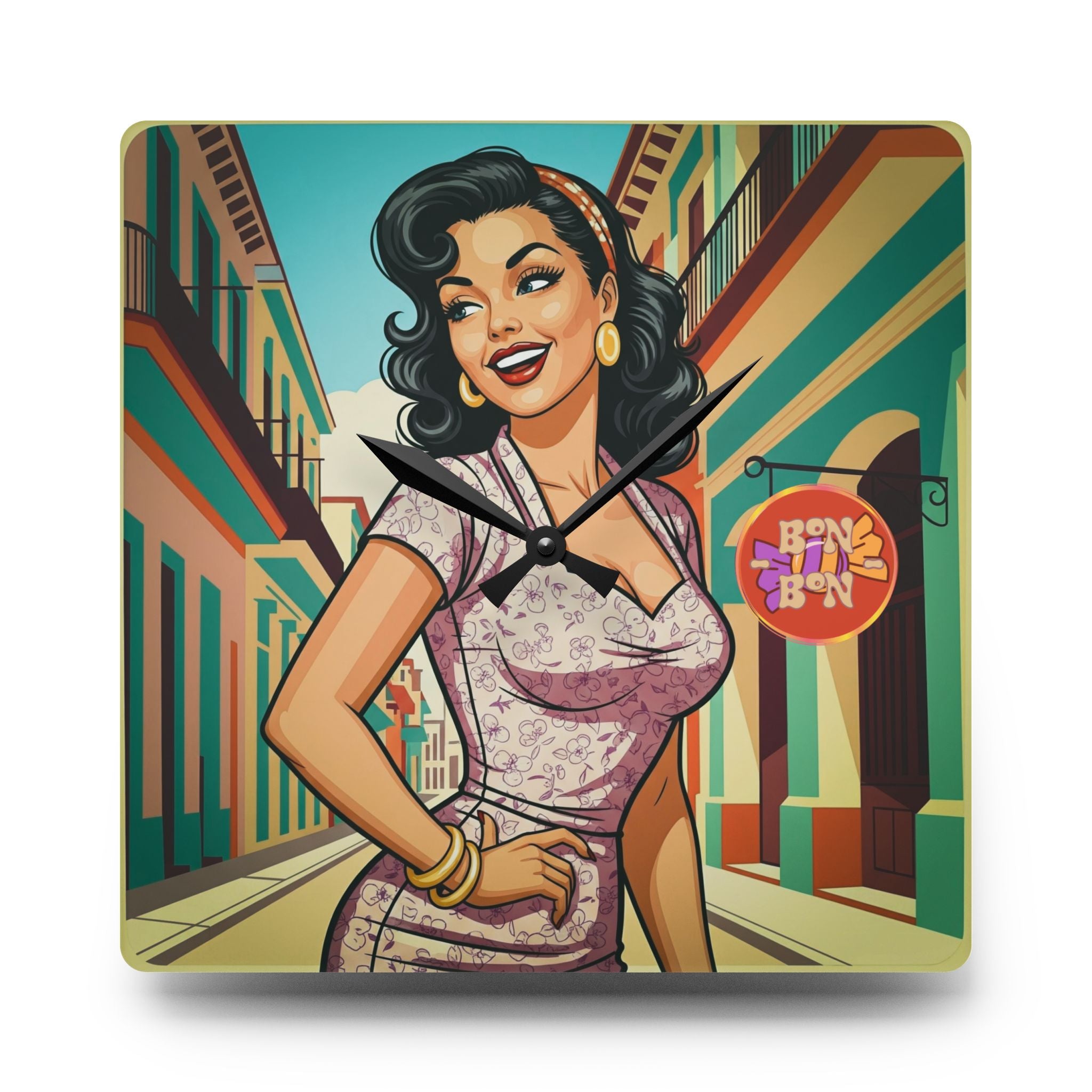 “Sabrina Caramelo” el Bon-Bon Acrylic Wall Clock