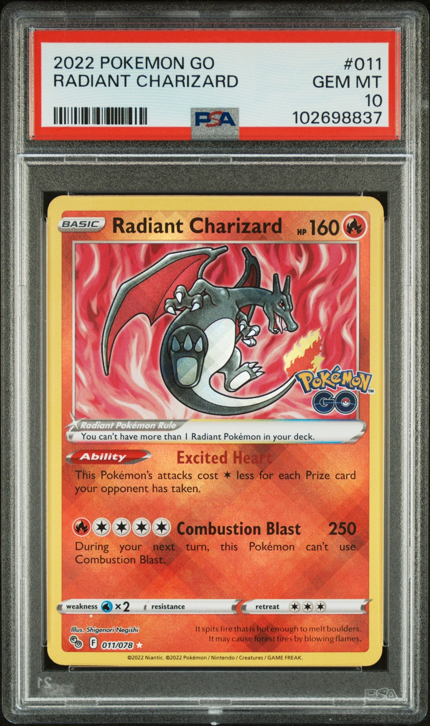 PSA 10 2022 Radiant Charizard Pokemon Go Holographic #011