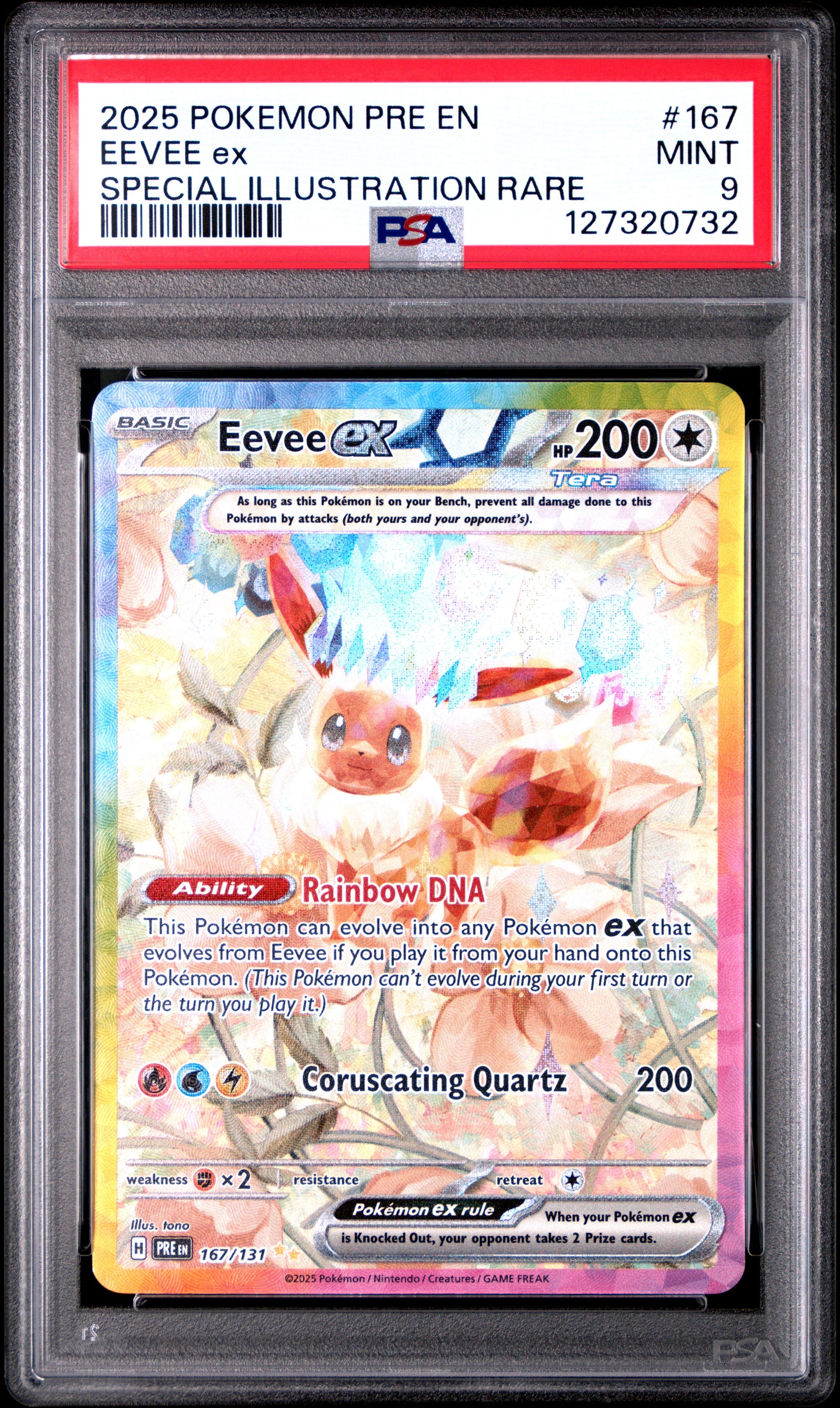 PSA 9 2025 Eevee ex Prismatic Evolutions Special Illustration Rare #167
