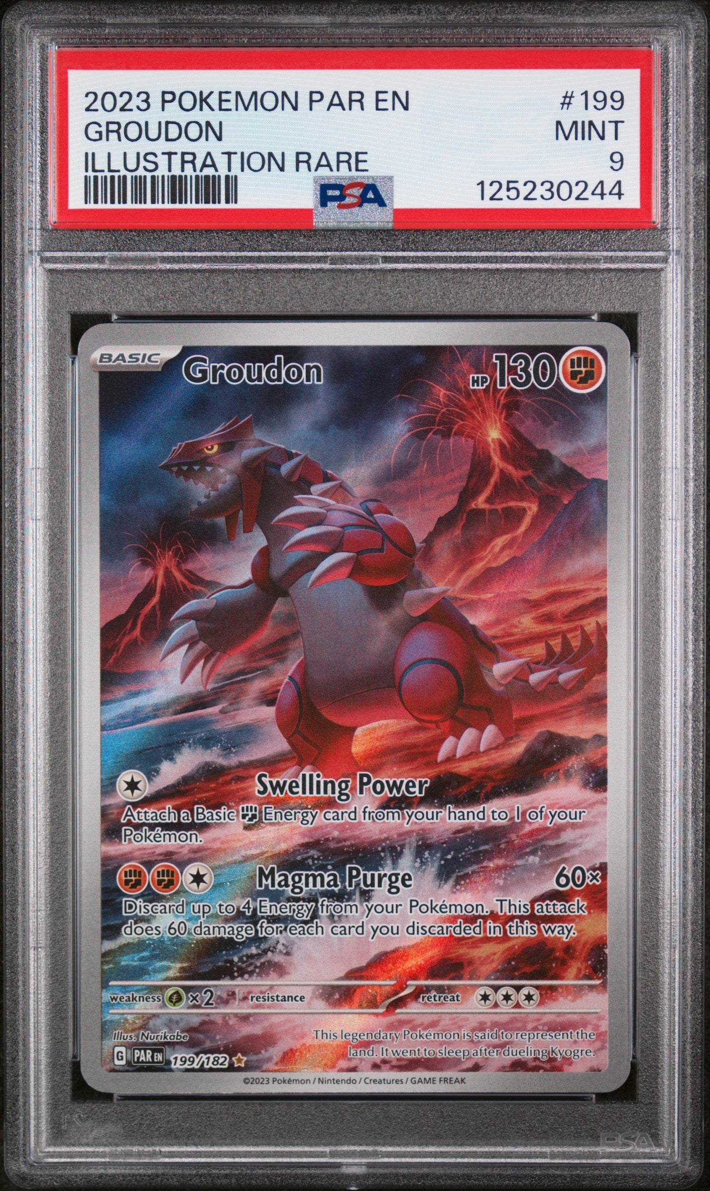 PSA 9 2023 Groudon Paradox Rift Illustration Rare #199