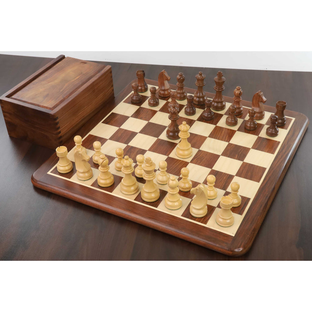 3.9" Tournament Chess Set (Chess Pieces Only) Golden Rosewood with Extra Queens
