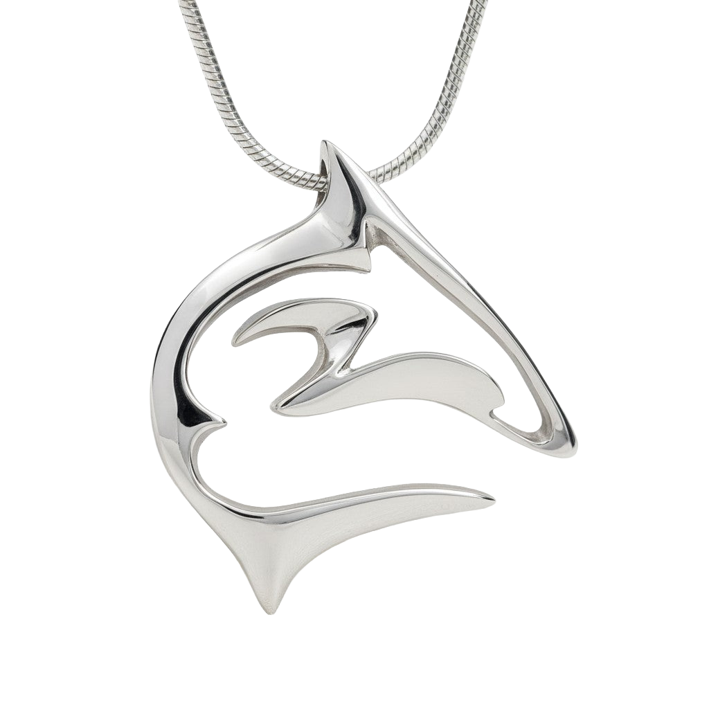 Silver pendant shark dive silver jewelry necklace
