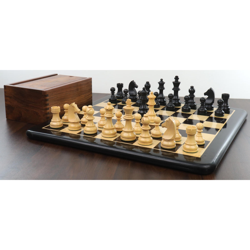 3.9" Tournament Chess Set (Chess Pieces Only) Ebonised Boxwood with Extra Queens