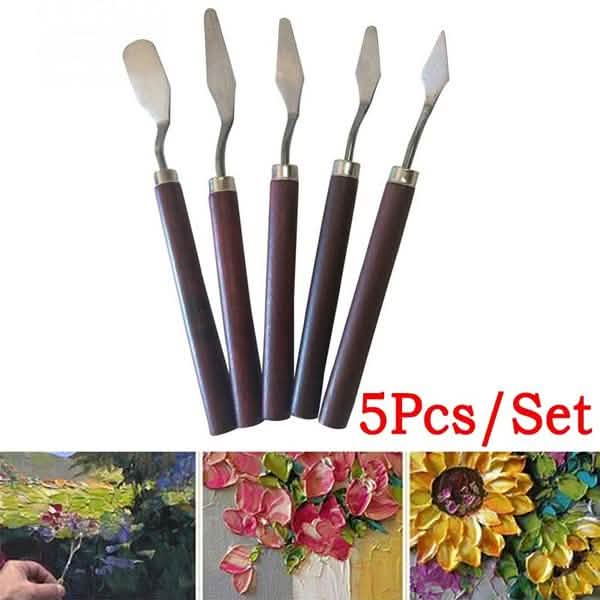 5 Piece Steel Palette Painting Spatula Kit