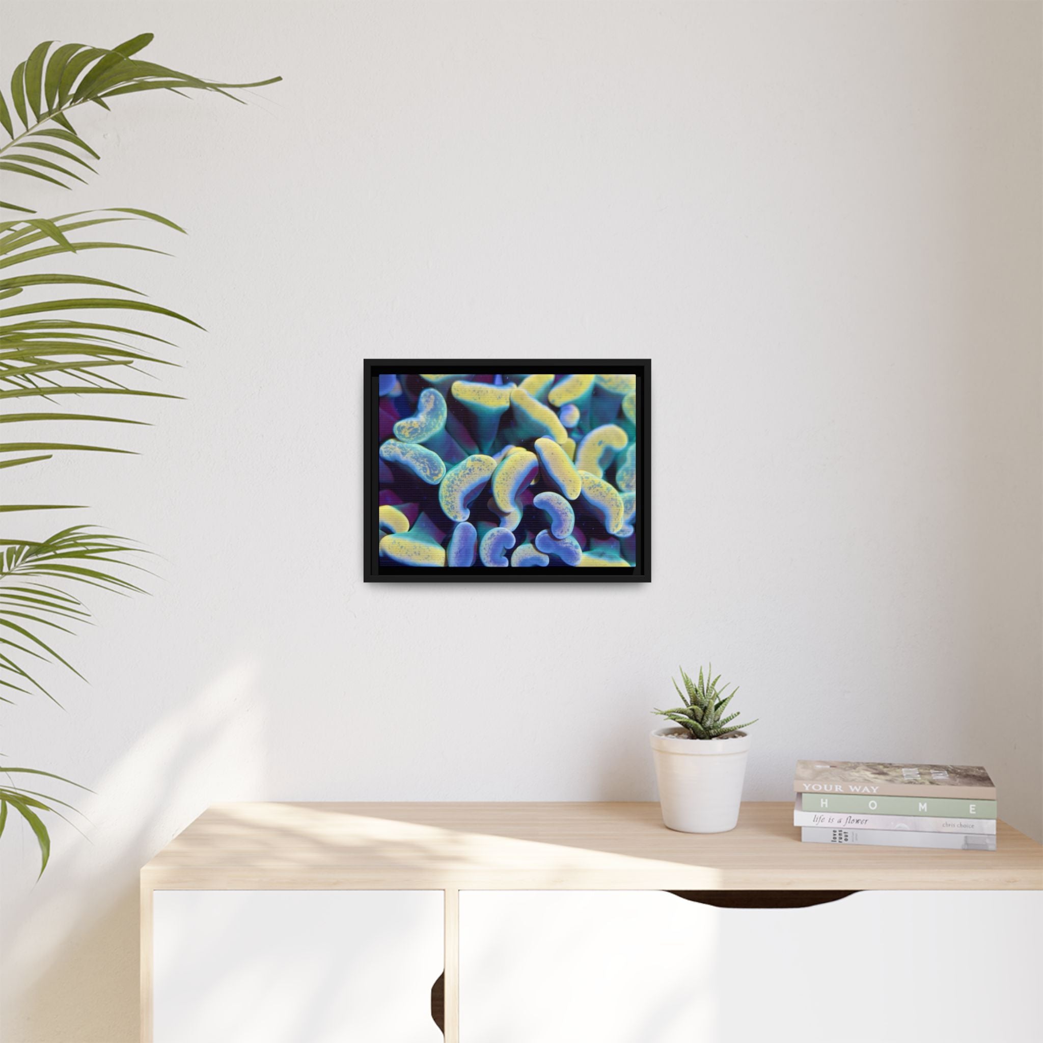 Customizable Vibrant Framed Matte Canvas Print, Modern Aesthetic