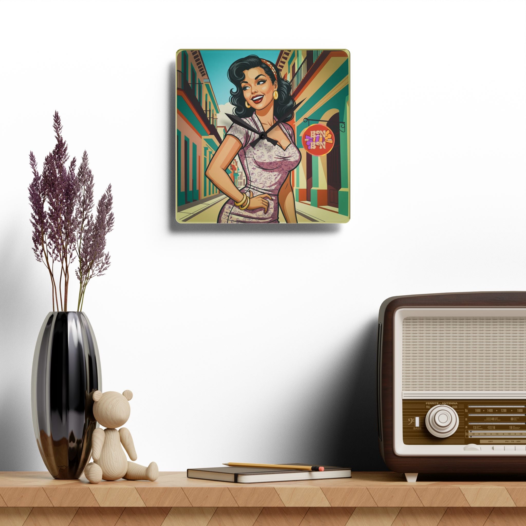 “Sabrina Caramelo” el Bon-Bon Acrylic Wall Clock