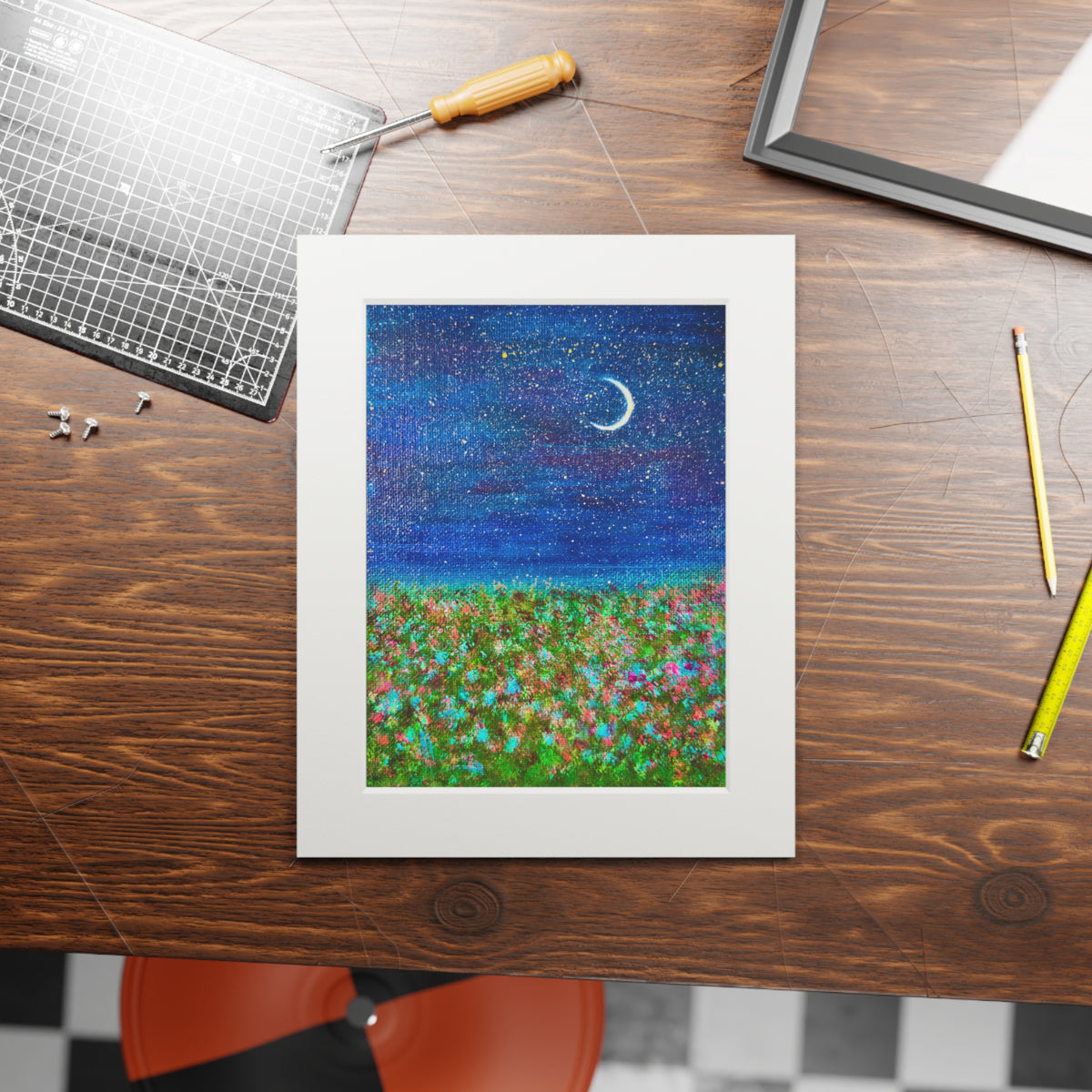 “Moon Pie Flowers” Passepartout Giclée Print