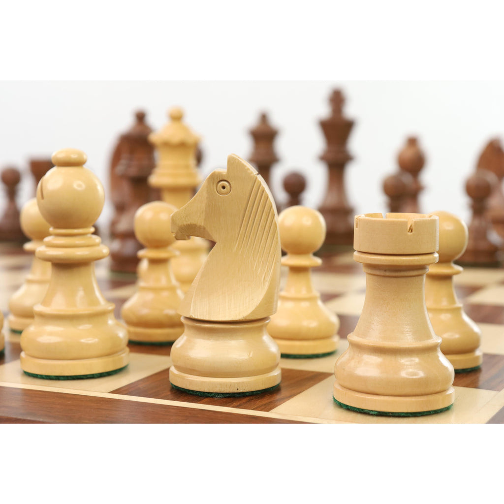 3.9" Tournament Chess Set (Chess Pieces Only) Golden Rosewood with Extra Queens
