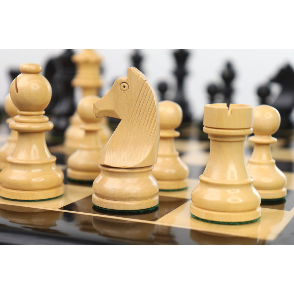 3.9" Tournament Chess Set (Chess Pieces Only) Ebonised Boxwood with Extra Queens