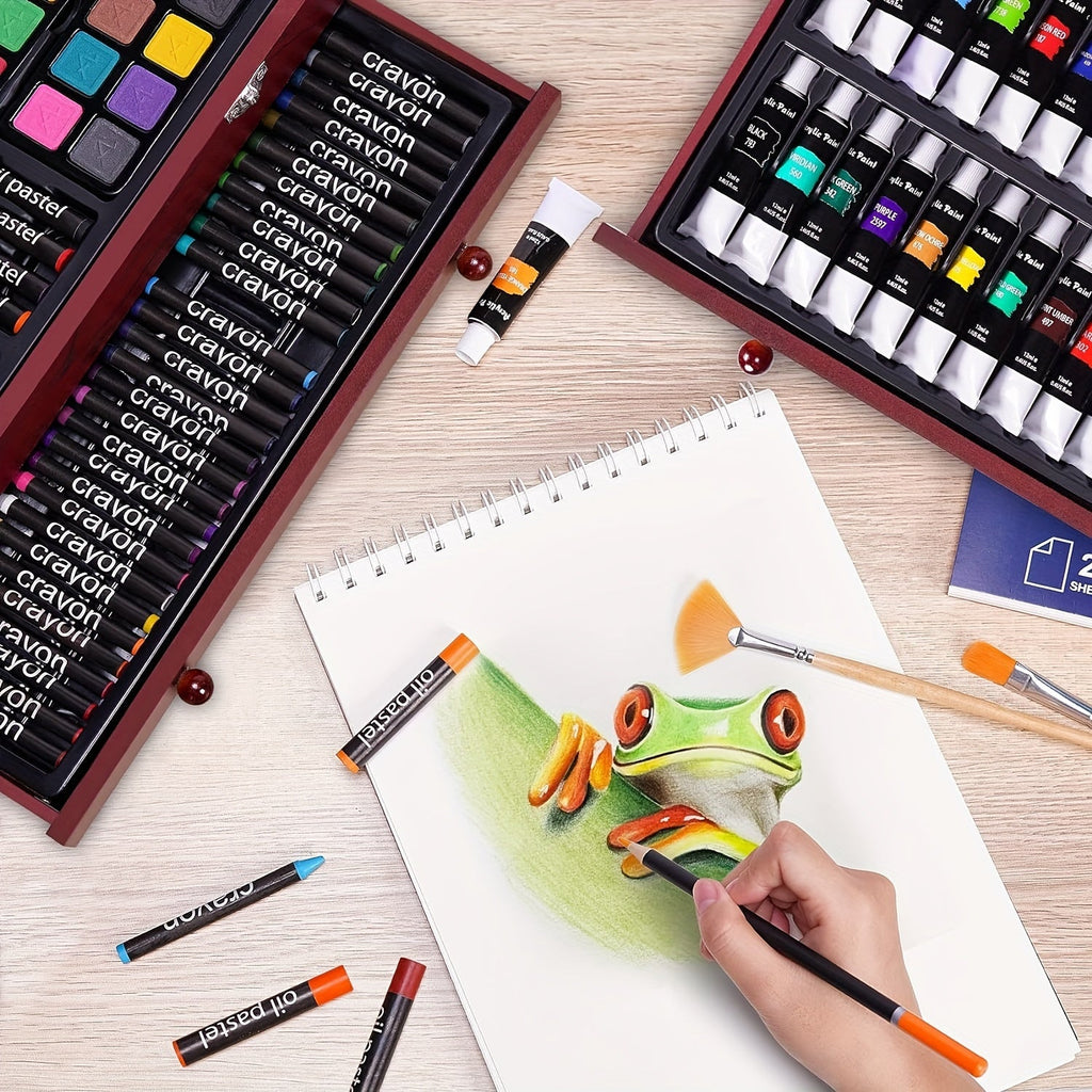 175 Piece Deluxe Art Set Acrylic Paints Colored Pencils Crayons
