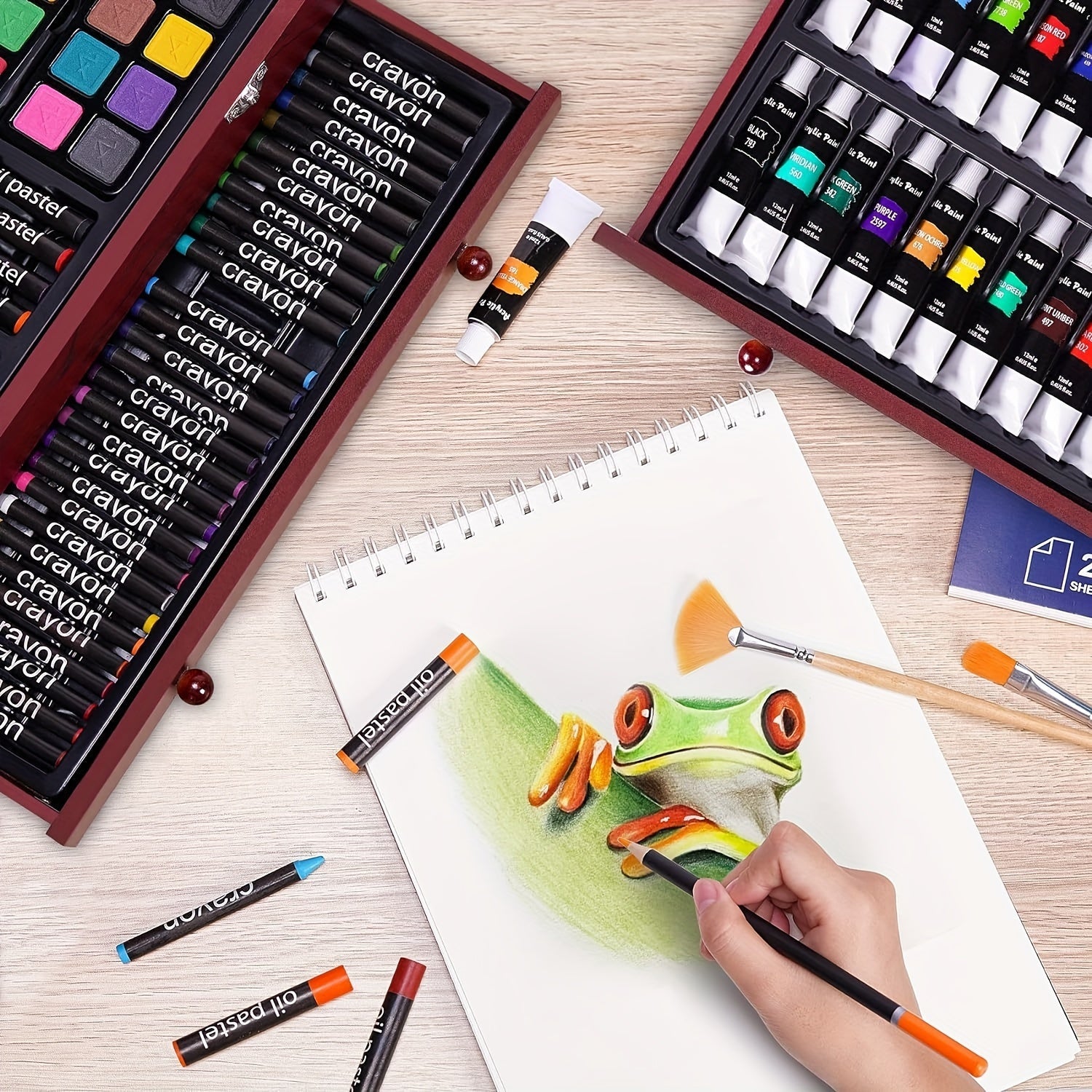175 Piece Deluxe Art Set Acrylic Paints Colored Pencils Crayons
