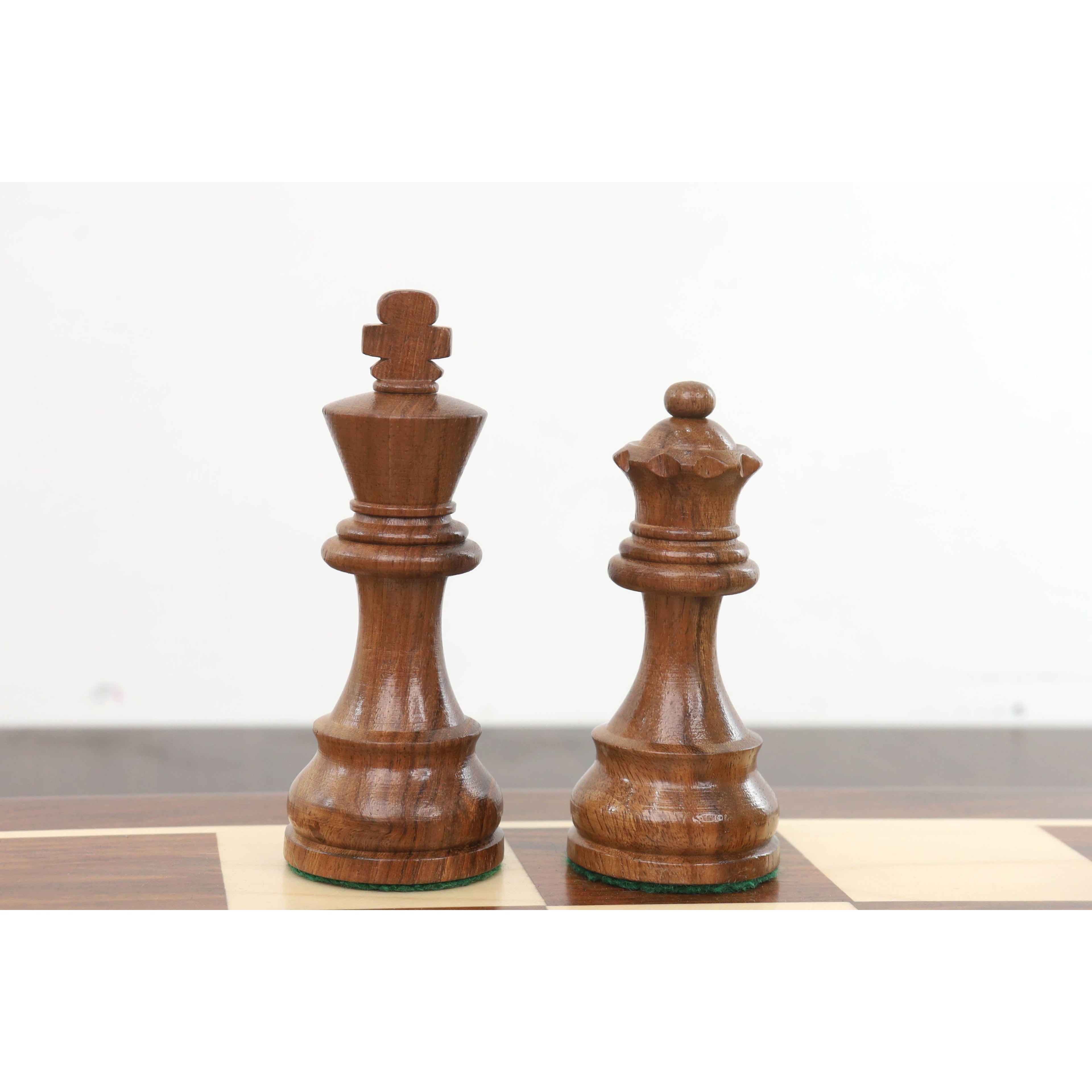 3.9" Tournament Chess Set (Chess Pieces Only) Golden Rosewood with Extra Queens