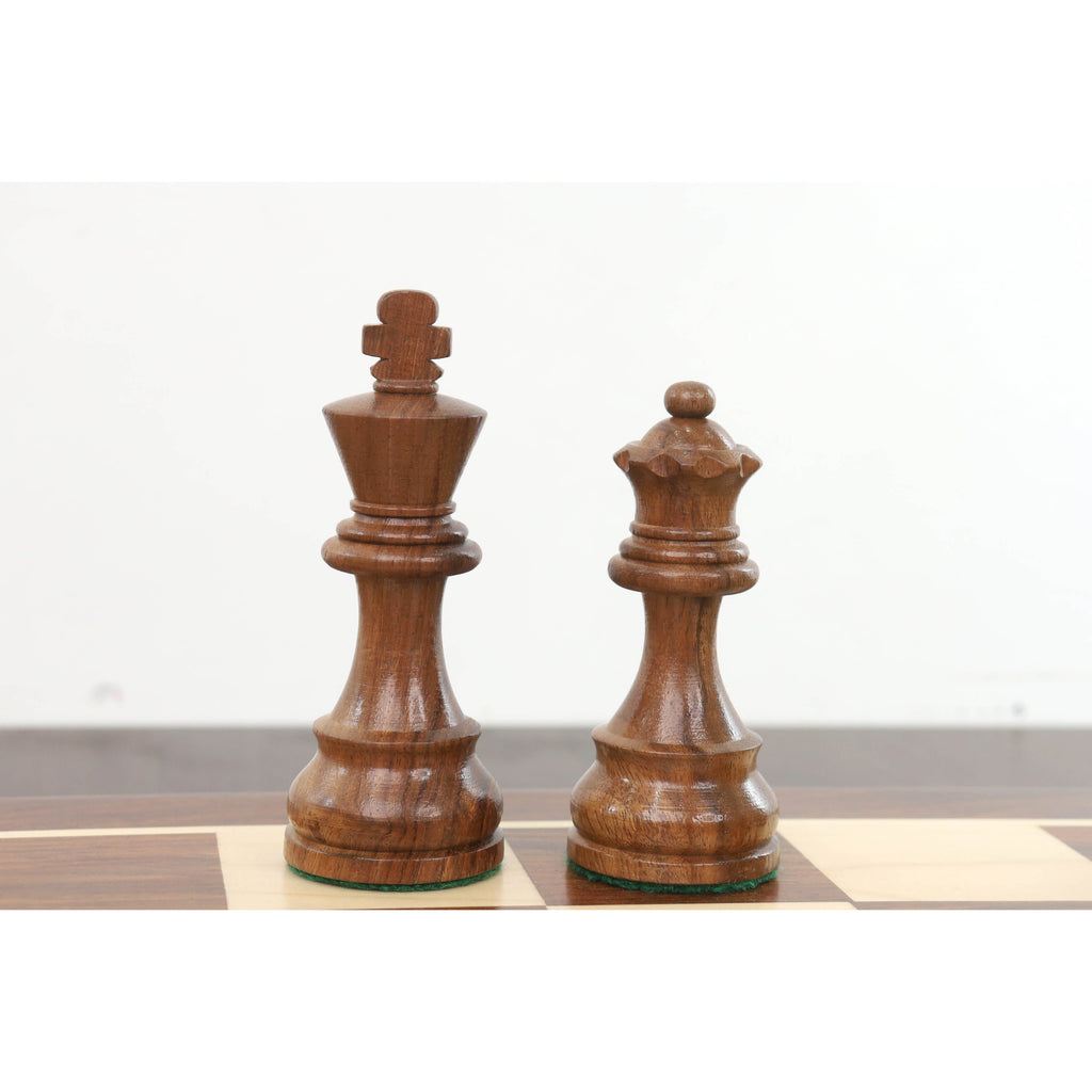 19" Inlaid Tournament Chessboard Set in Golden Rosewood & Storage Box
