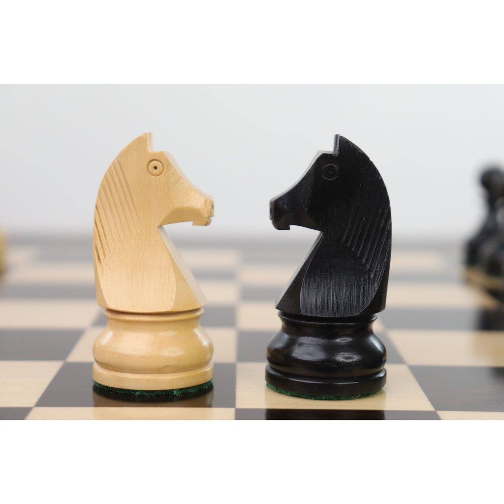 3.9" Tournament Chess Set (Chess Pieces Only) Ebonised Boxwood with Extra Queens