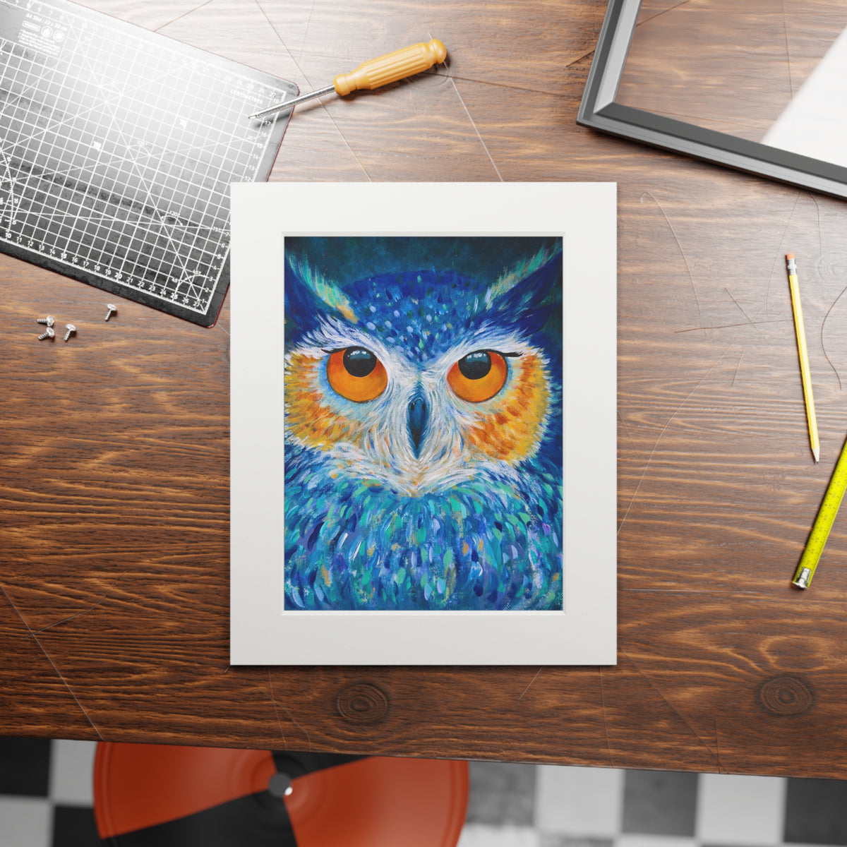 “Owl Cheek You” Passepartout Giclée Print