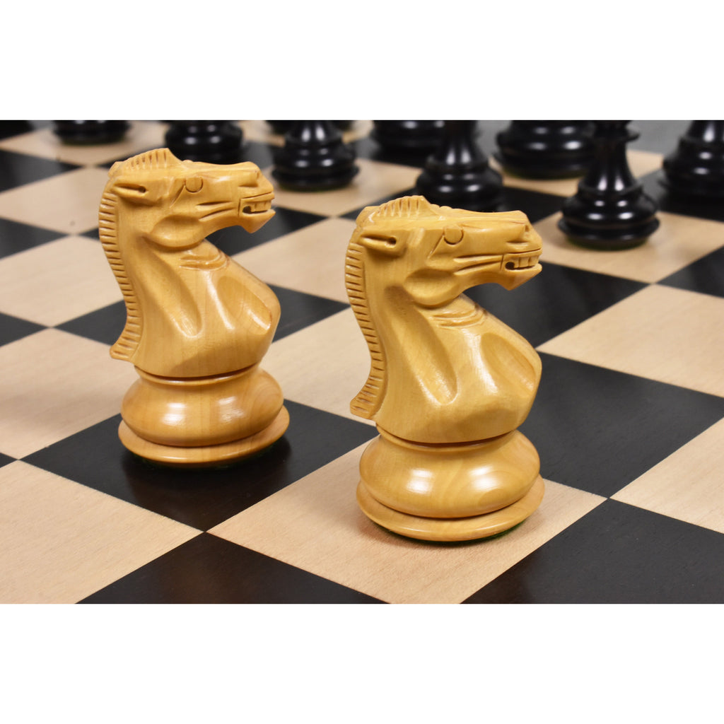 3.6" Ebonised Professional Staunton Weighted Chess Set (Chess Pieces Only) w/4 Queens