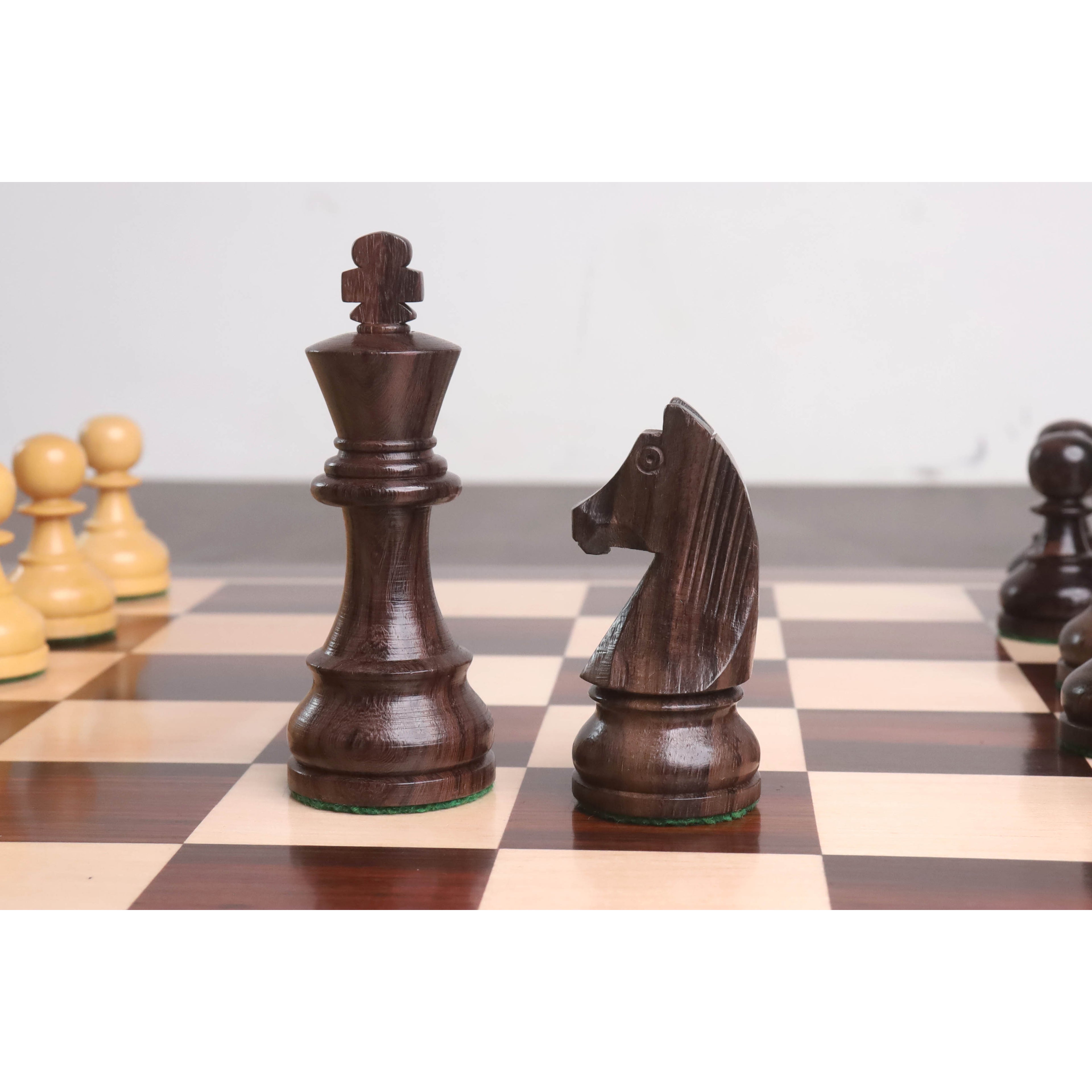 19" Inlaid Tournament Chessboard Set in Rosewood & Storage Box