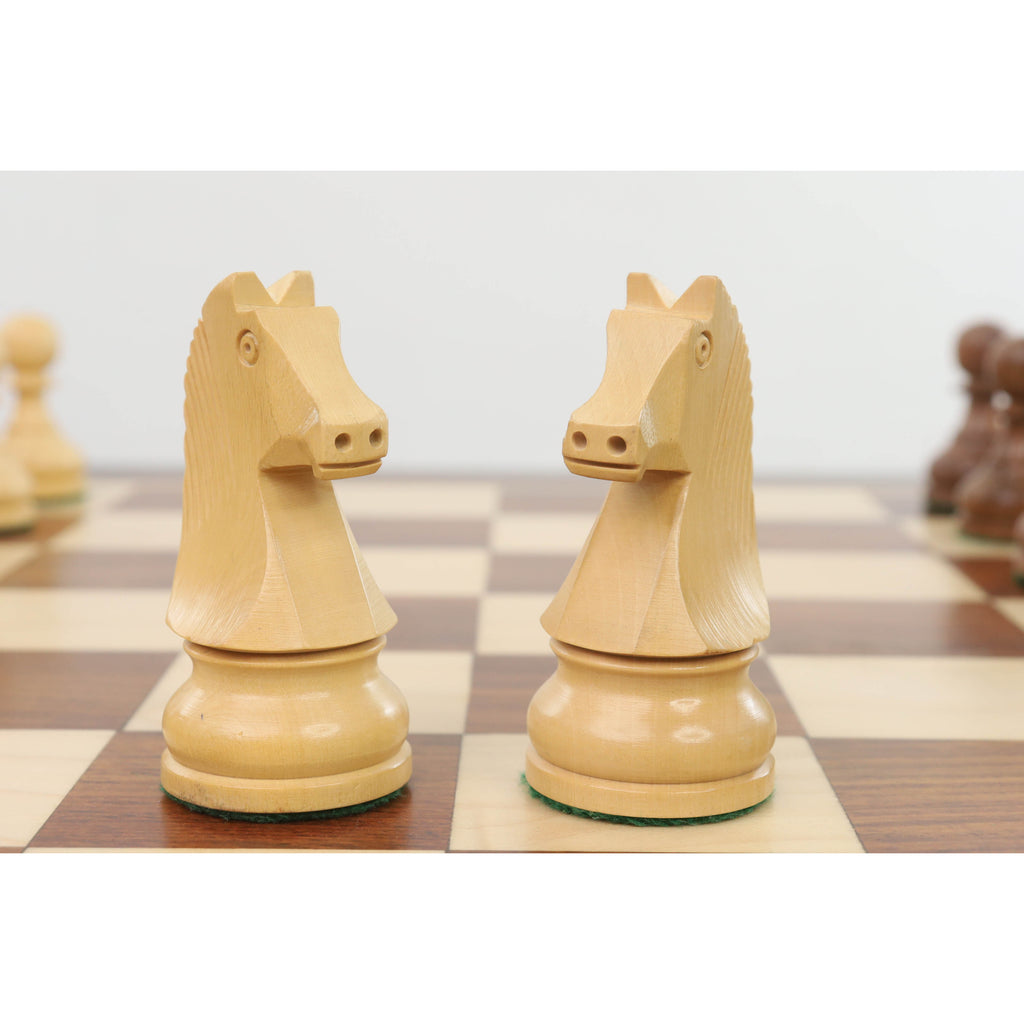 19" Inlaid Tournament Chessboard Set in Golden Rosewood & Storage Box