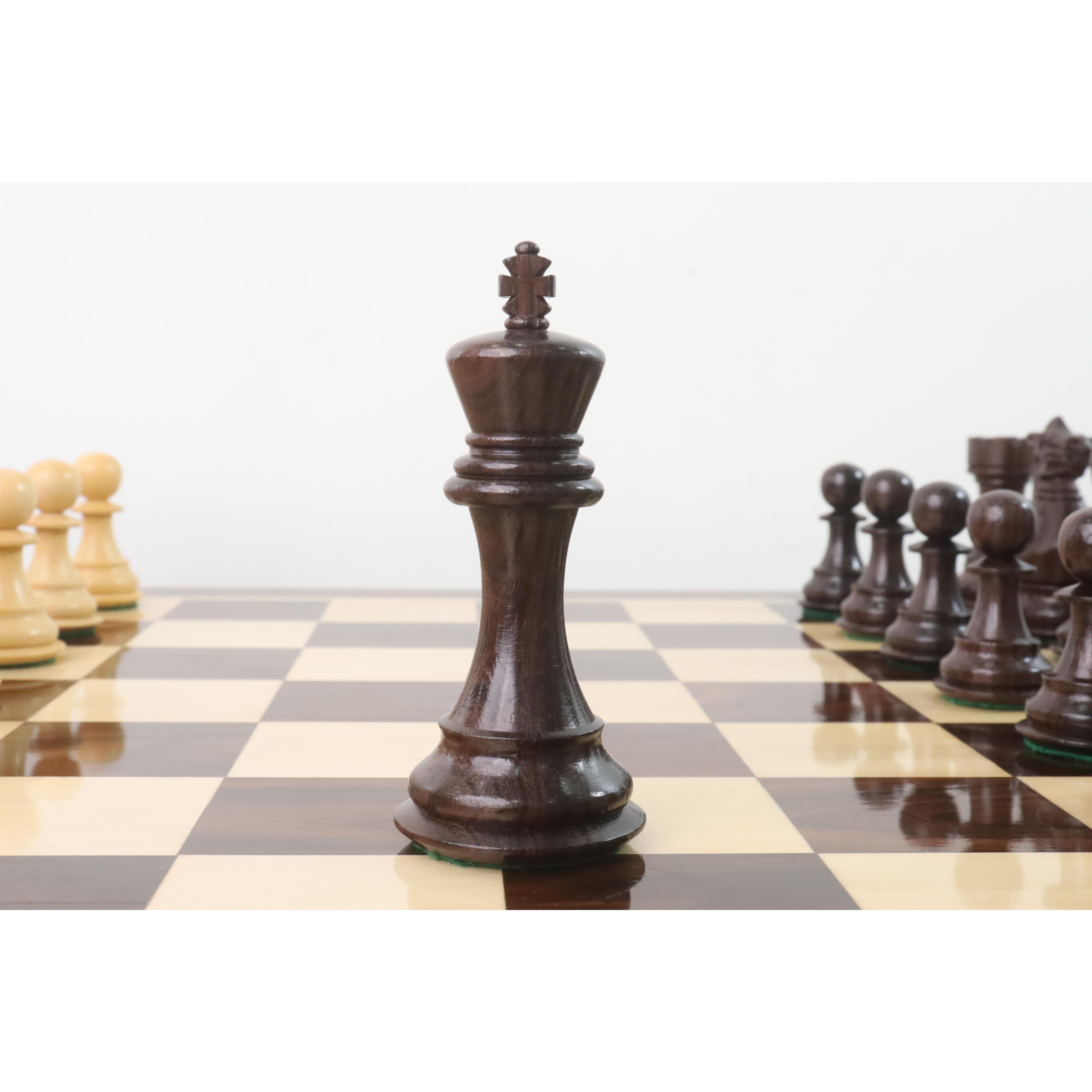 4.1" Rosewood Professional Staunton Weighted Chess Set (Chess Pieces Only) w/4 Queens