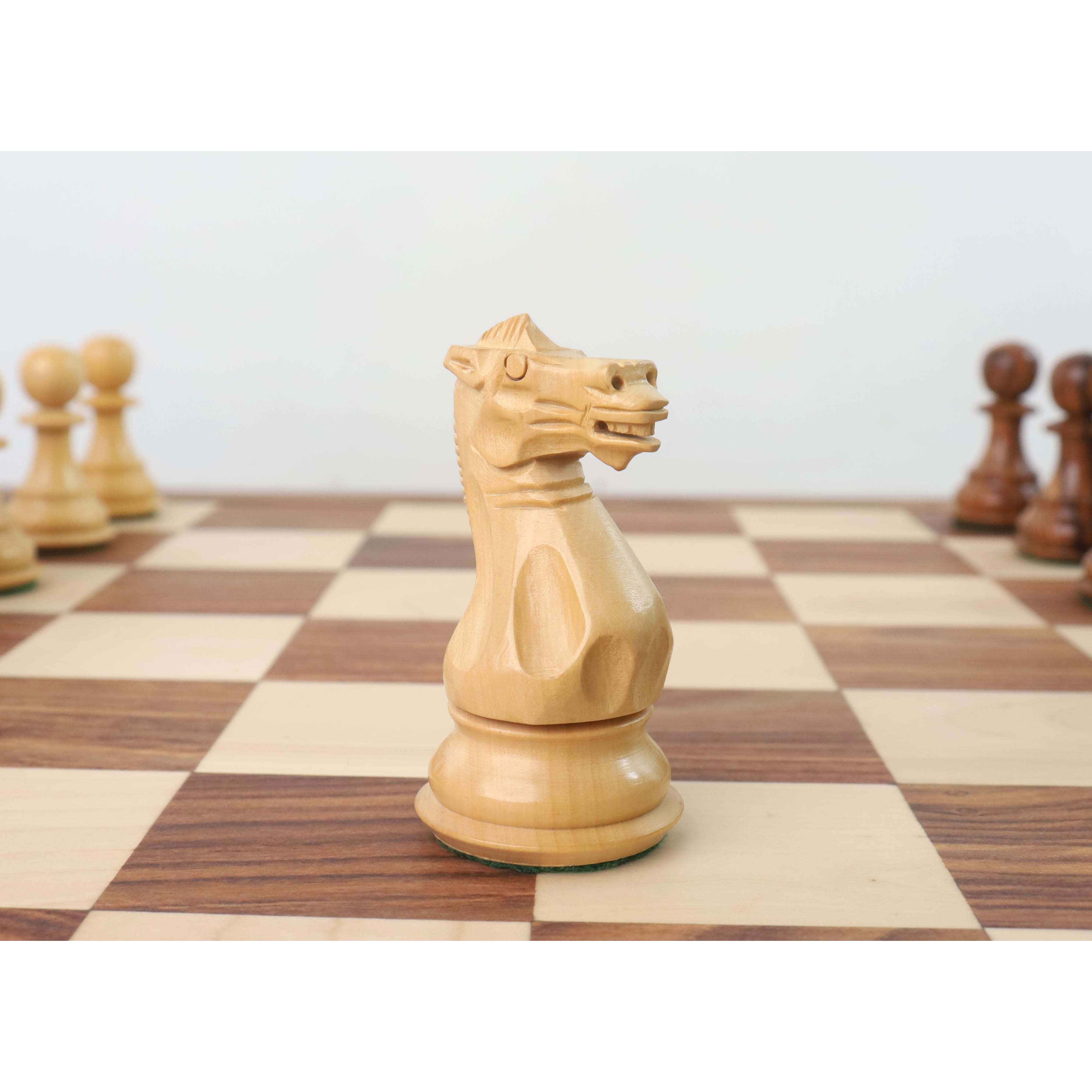 4.1" Golden Rosewood Pro Staunton Weighted Chess Set (Chess Pieces Only) w/4 Queens