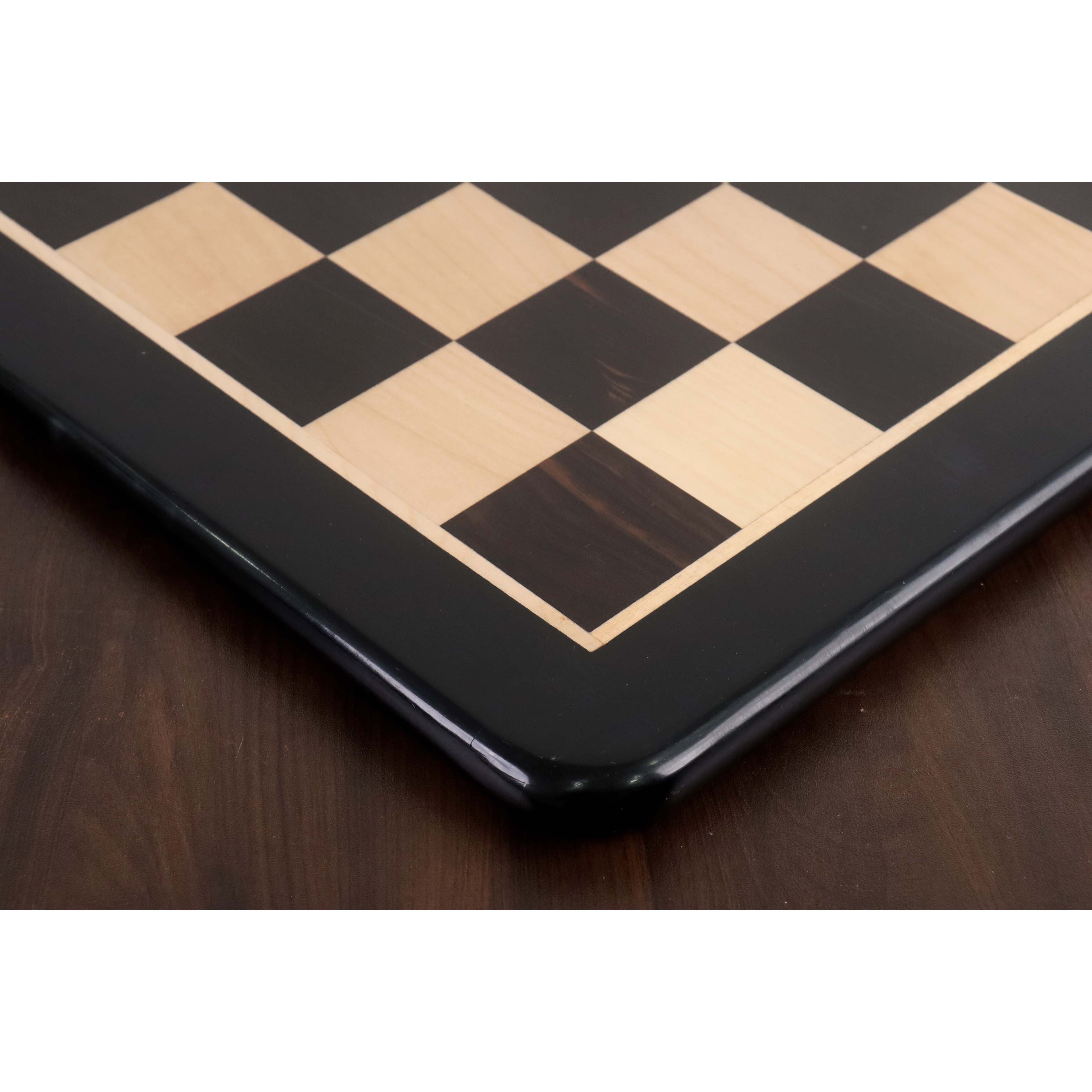 21" Inlaid Ebony & Maple Wood Chess Board 2.18” Square (55 mm)