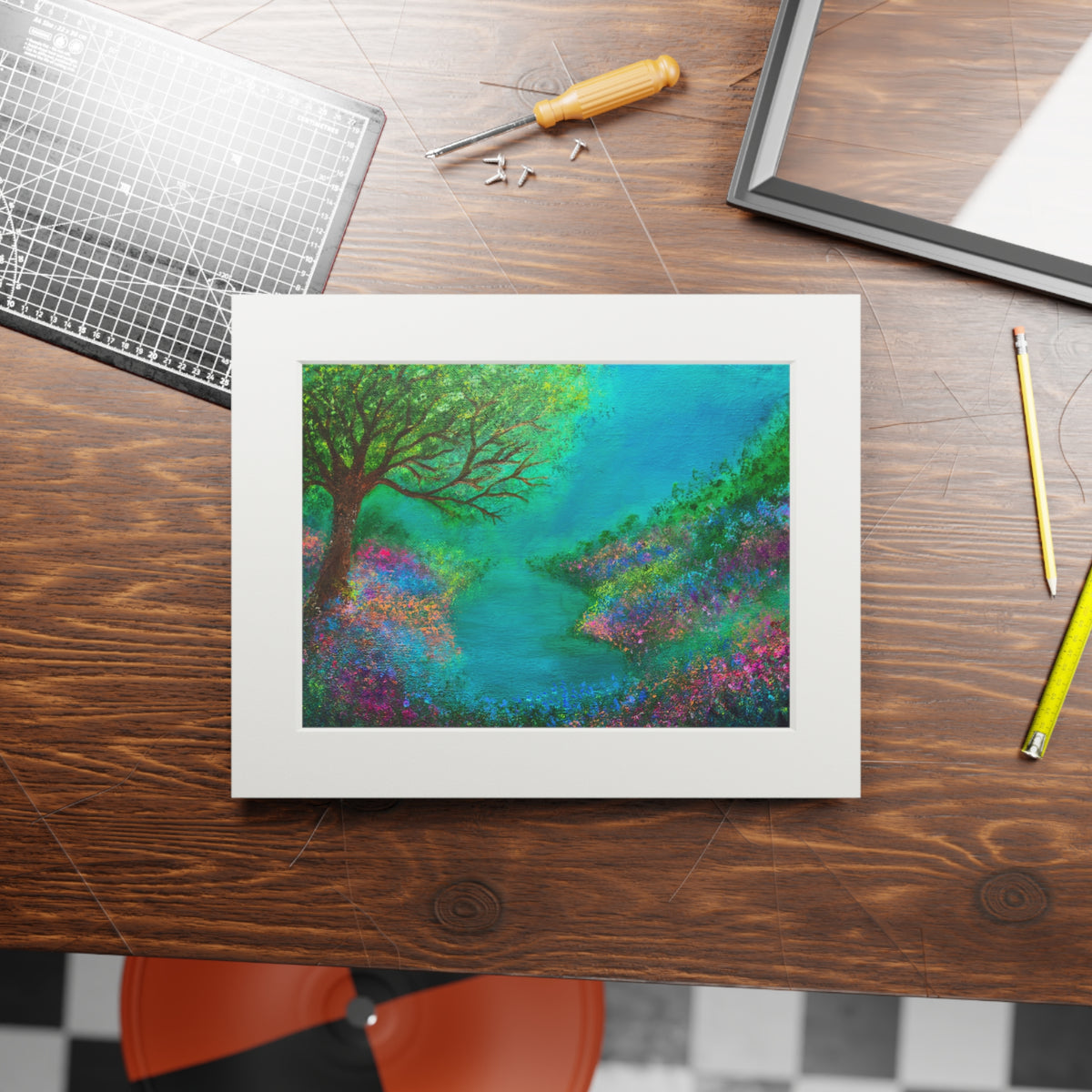 “Foggy Creek” Passepartout Giclée Print