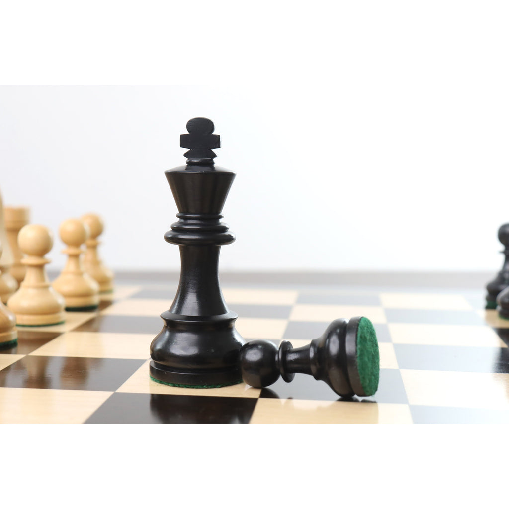 3.9" Tournament Chess Set (Chess Pieces Only) Ebonised Boxwood with Extra Queens