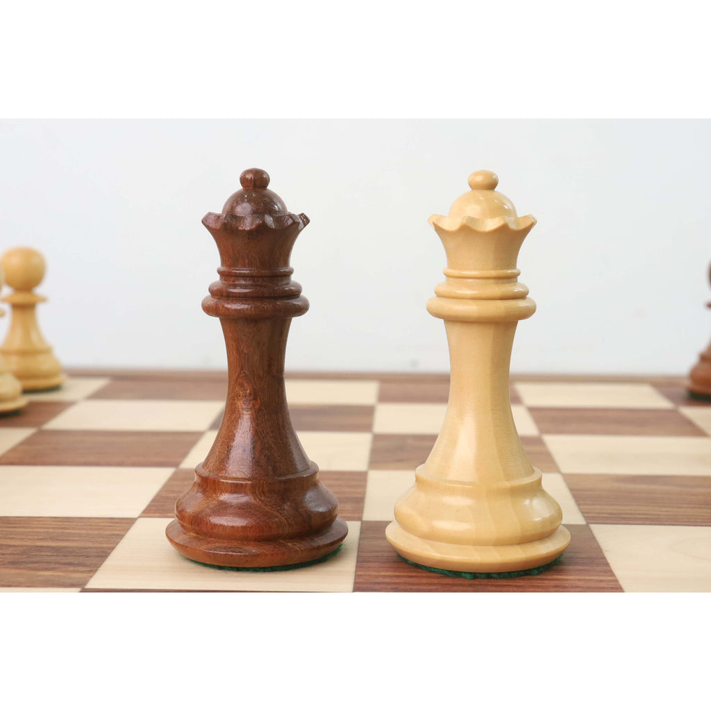 4.1" Golden Rosewood Pro Staunton Weighted Chess Set (Chess Pieces Only) w/4 Queens