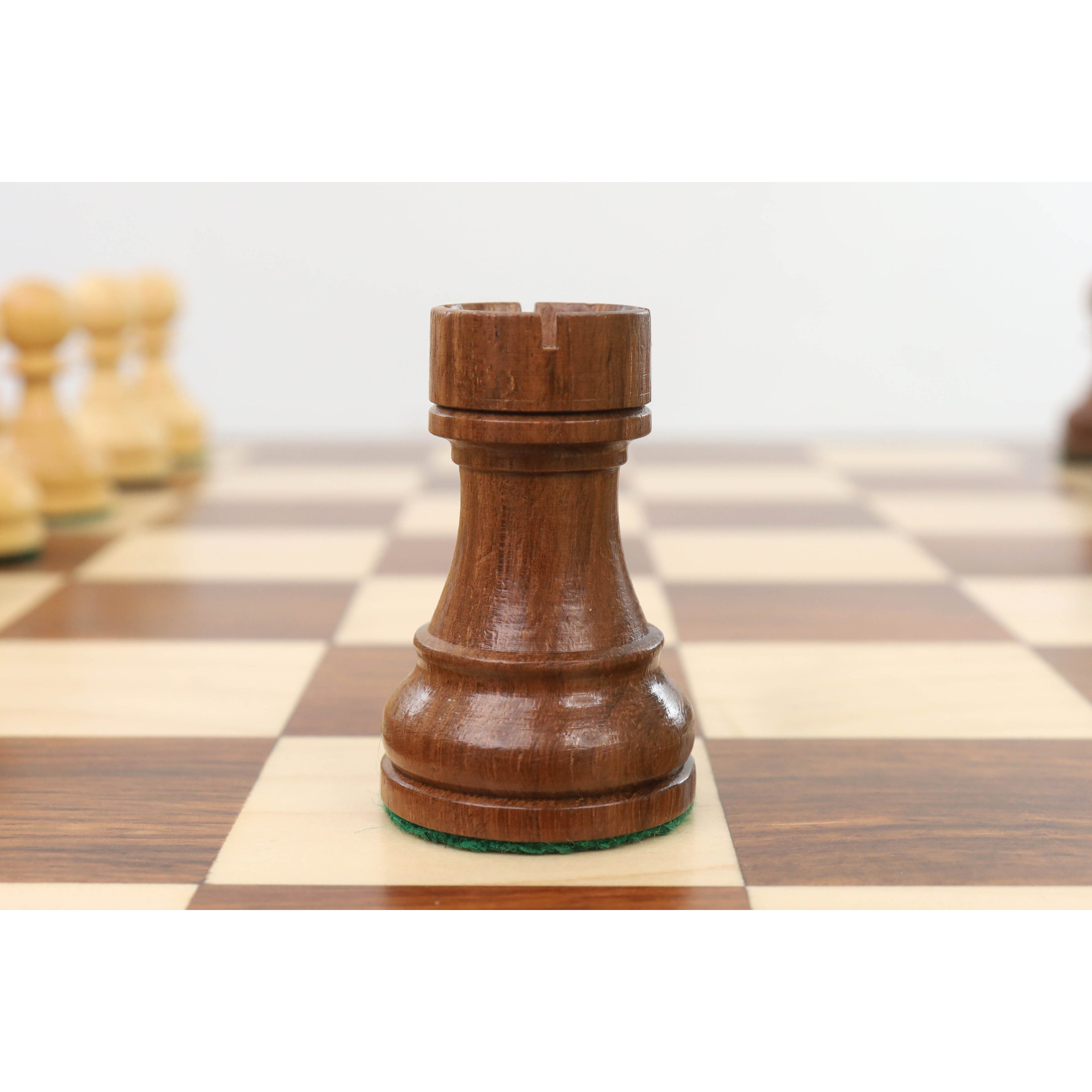 3.9" Tournament Chess Set (Chess Pieces Only) Golden Rosewood with Extra Queens