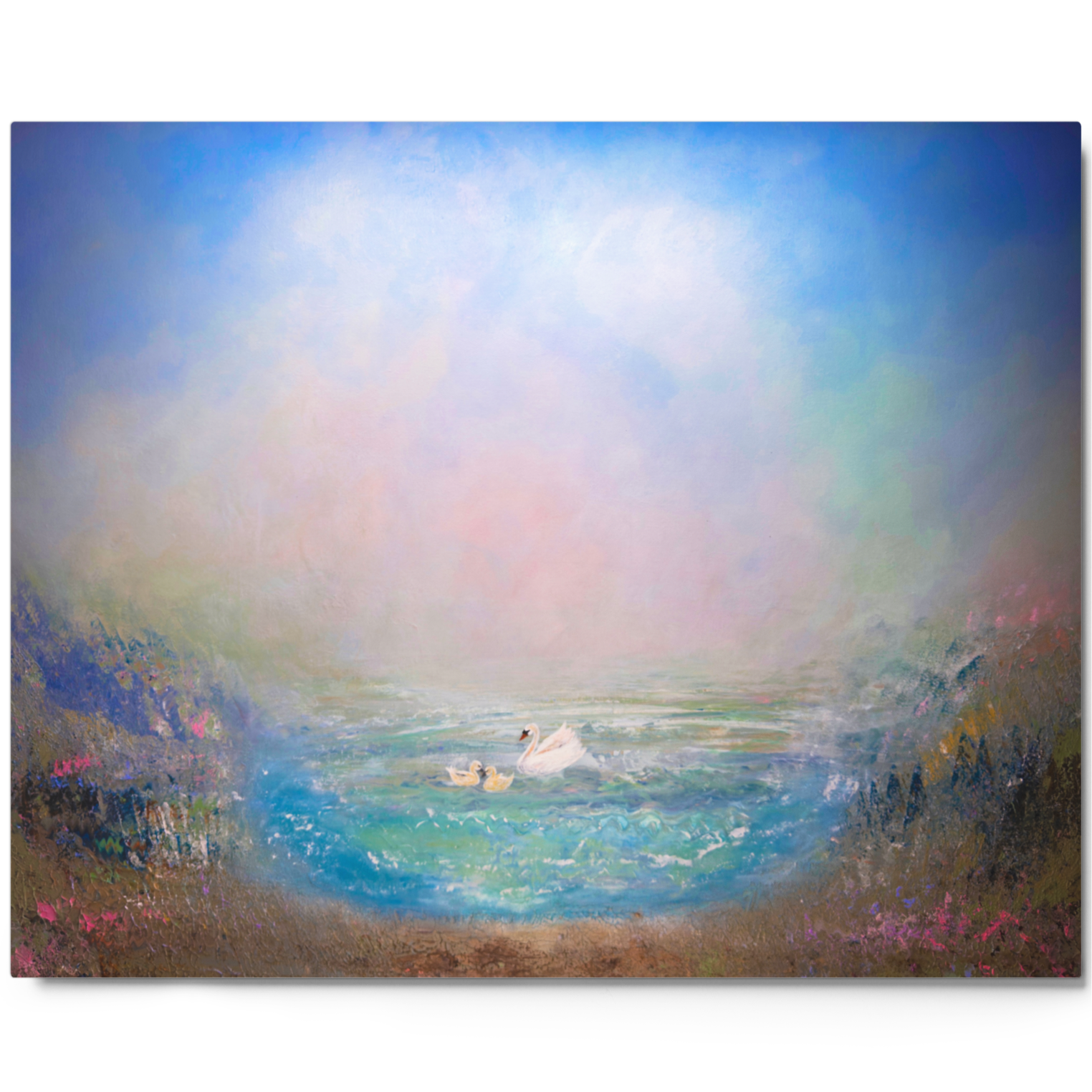 "Trinity Lake Swans" Metal Print