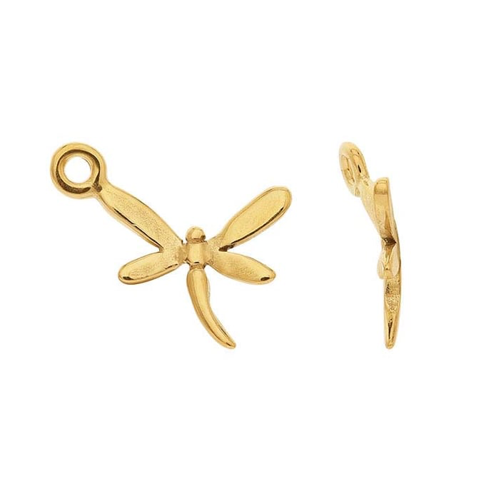 14K Yellow Gold Dragonfly Charm