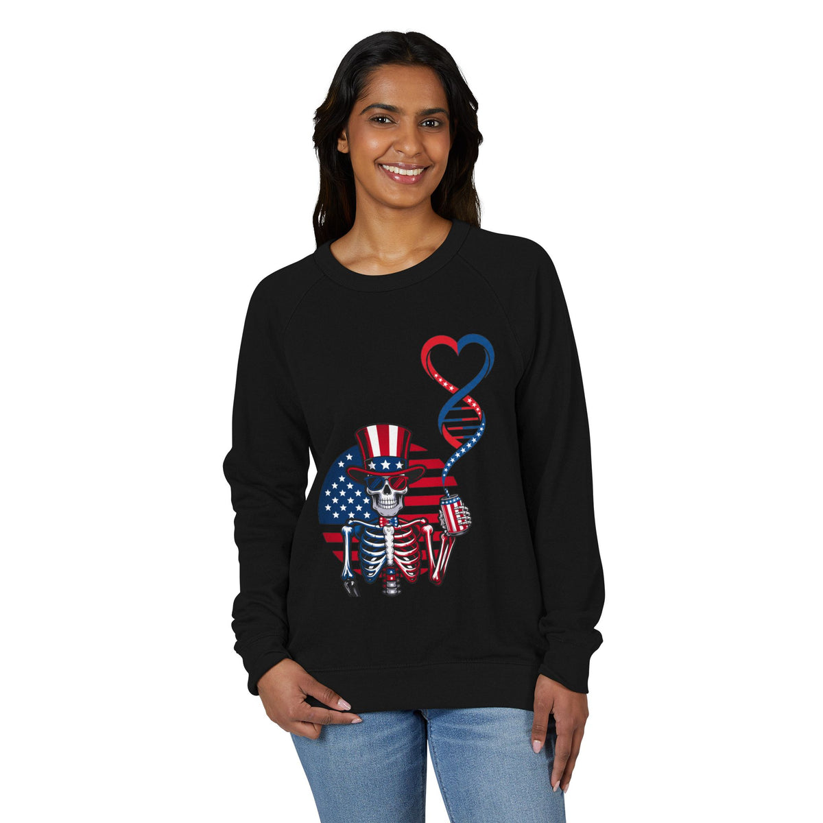 “Being Earnestly Frank” Patriotic Skeleton Heart DNA Sweatshirt