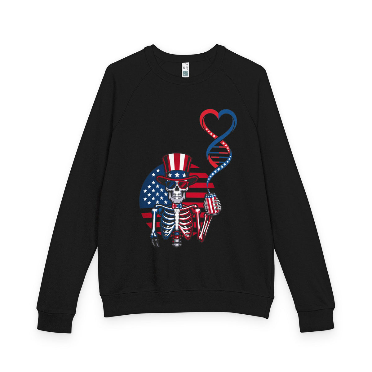 “Being Earnestly Frank” Patriotic Skeleton Heart DNA Sweatshirt