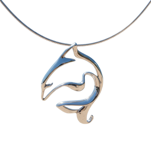 Sterling silver Dolphin-shaped necklace pendant