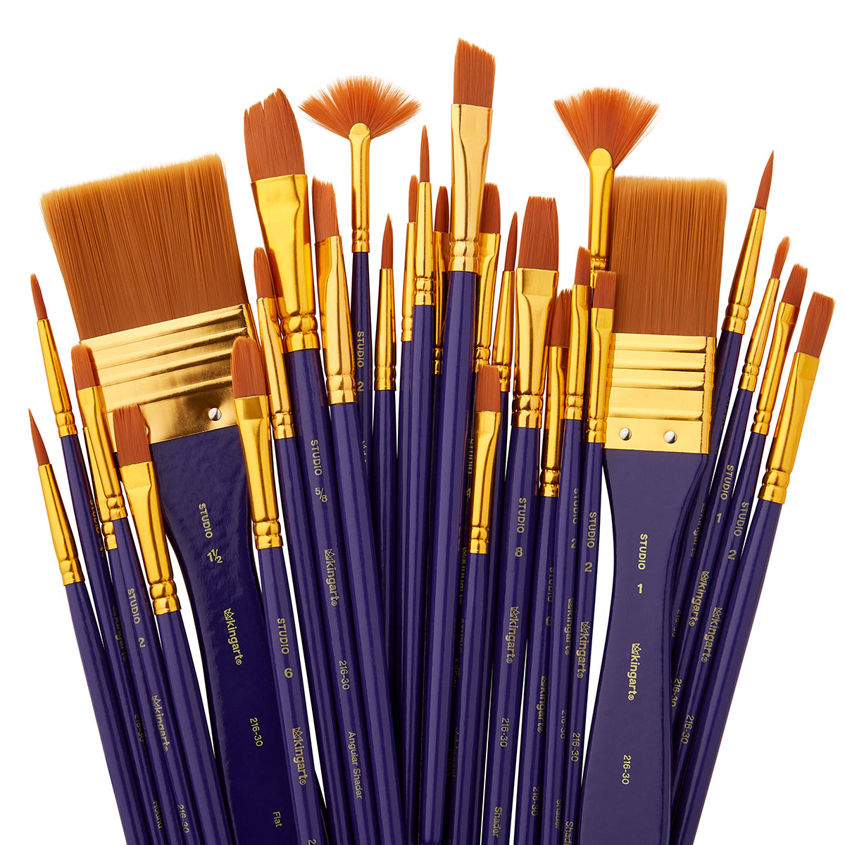 30 pc Studio Mixed Media Gold Nylon Brush Set