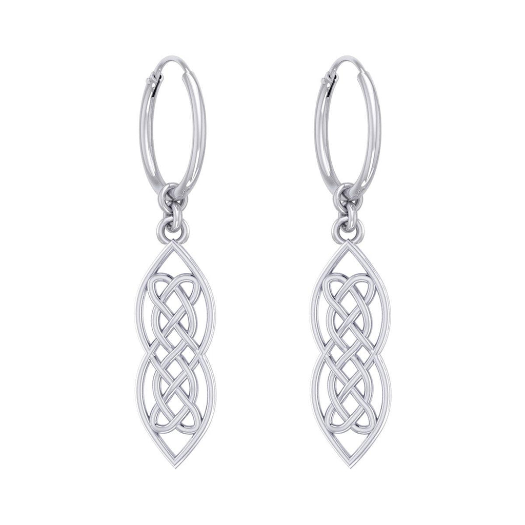 Pair of silver Celtic knot drop loop dangle eternity earrings