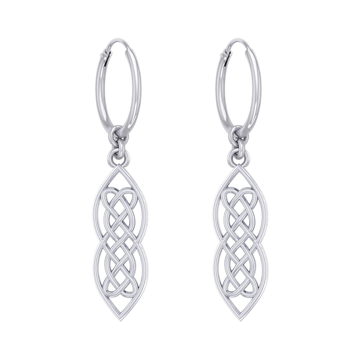 Pair of silver Celtic knot drop loop dangle eternity earrings