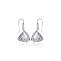Pair of silver sailboat Celtic Eternity Knotwork earrings intricate jewelry artwork