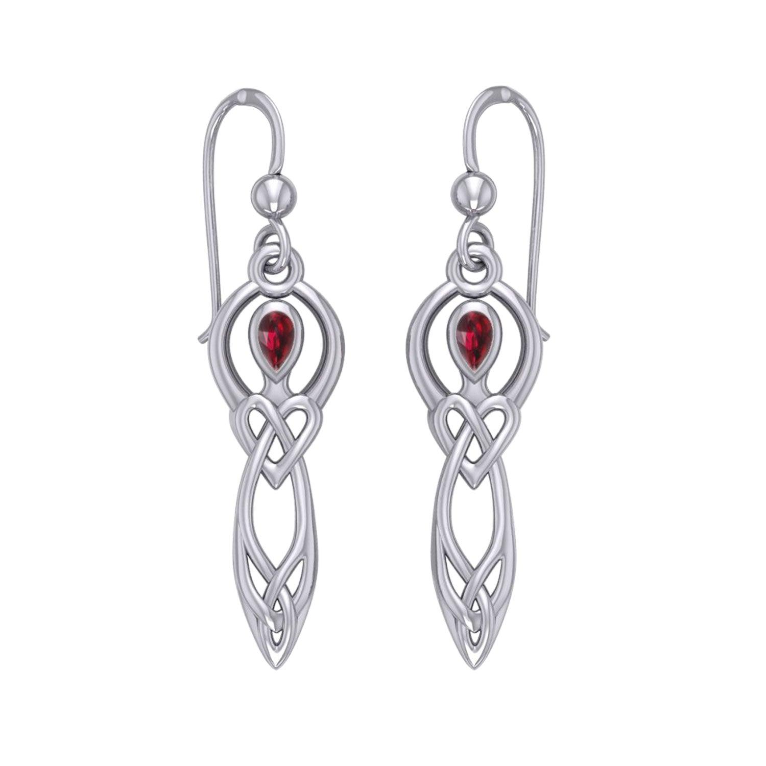Celtic Knotwork Goddess with Gemstone Silver Earrings Genuine Amethyst Emerald Glass Blue Topaz Garnet Rainbow Moonstone
White Cubic Zirconia