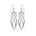 Pair of silver earrings with intricate heart Celtic design