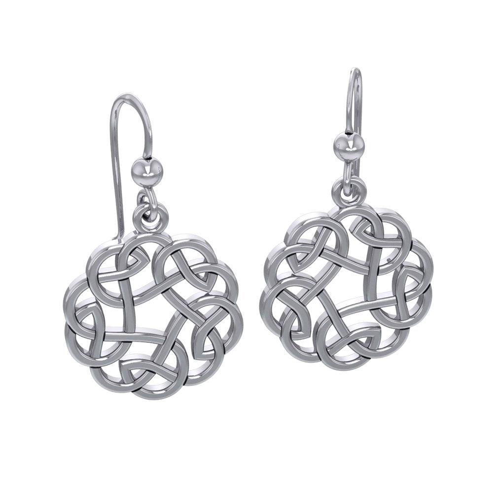 Silver Celtic knot work eternity earrings