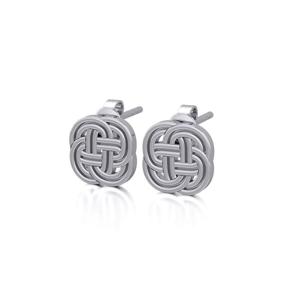 Interwoven Eternity Celtic Knot Sterling Silver Post Earrings