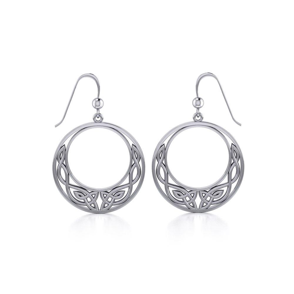 Celtic Moon Sterling Silver Earrings with intricate Moon Phase Cycle designs