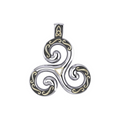 Celtic Triskele Sterling Silver Pendant 18K Accent