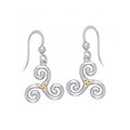 Celtic Triskelion Sterling Silver Earrings 18K Accent