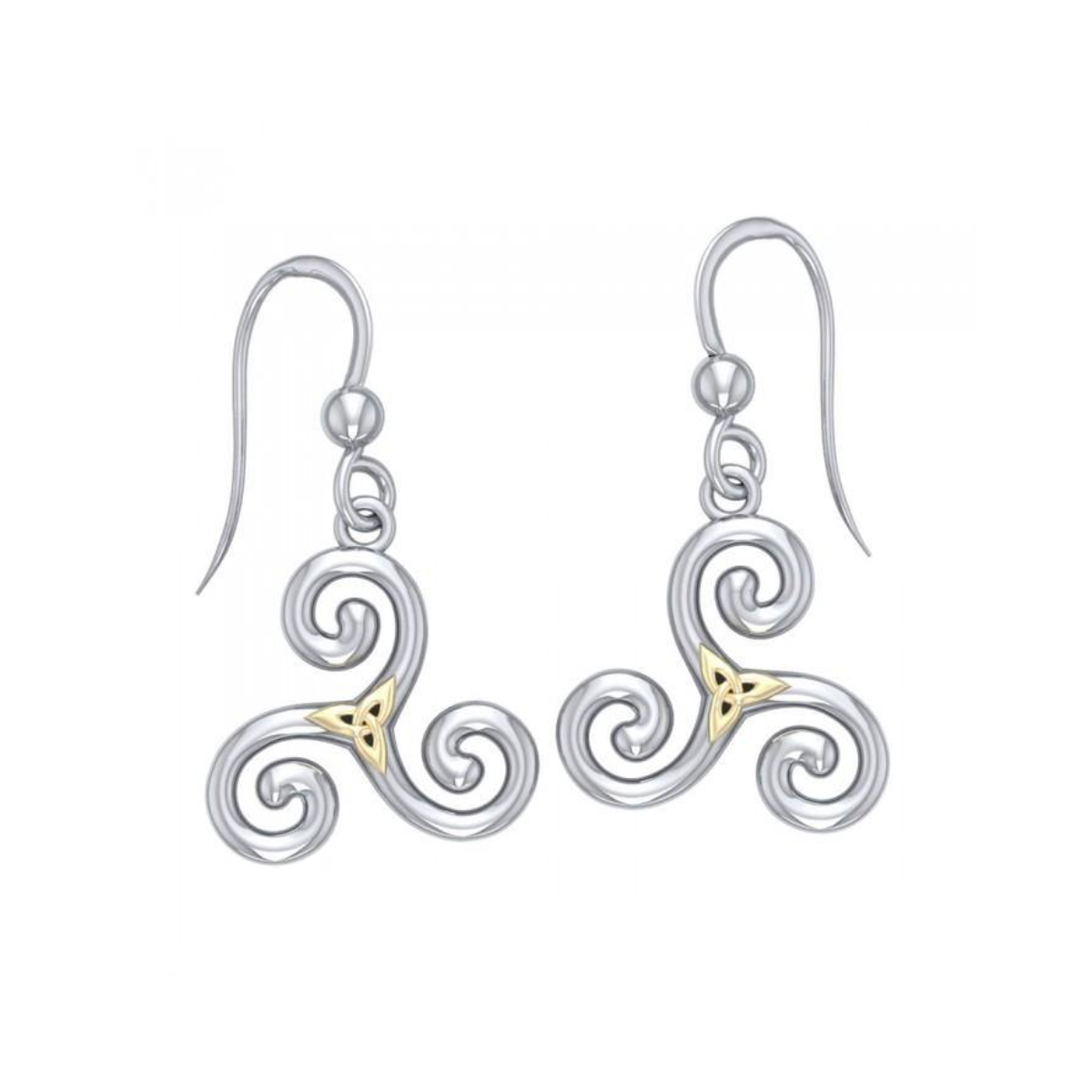 Celtic Triskelion Sterling Silver Earrings 18K Accent