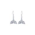 Celtic Whale Tail Sterling Silver Earrings Knot Work Dangle 