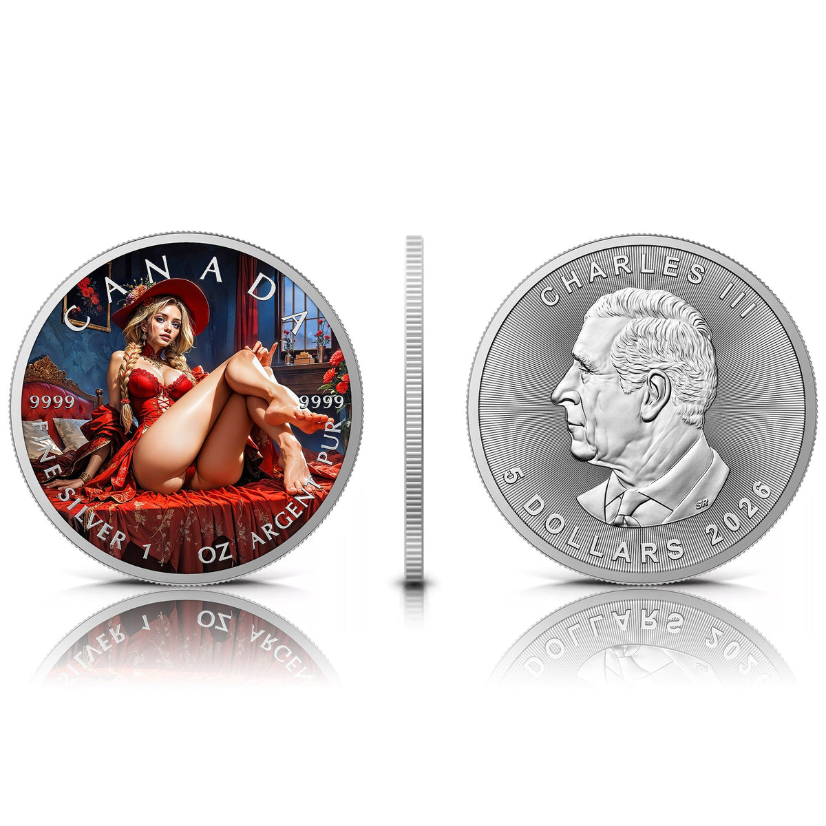 2026 Red Crimson Canada Maple Leaf Edition 1 oz Silver Coin