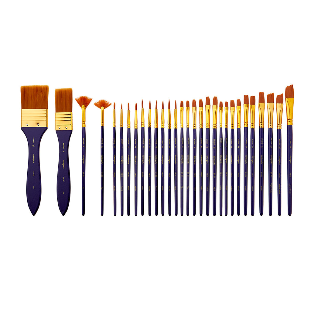 30 pc Studio Mixed Media Gold Nylon Brush Set