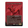 A Magic Gathering Marvel Daredevil trading card featuring a red illustrated character against a dark borderless red card face. Visible text includes 'Daredevil, Man Without Fear' and card type information.
